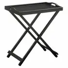 Black Wooden TV Tray Folding Snack Table Lip Serving Accent Bamboo Portable Top