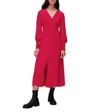 Whistles Ilana Shirred Midi Dress 8 UK/4 US