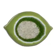 Lime Shaped 5 x 3.5 Inch Glazed Ceramic and Glass Drink Coaster Vibrant Green