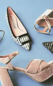 [Roger Vivier] Gommettine Patent Leather-Trimmed Tweed Flats