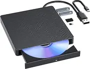 5 in 1 External Blu Ray Drive,Multifunctional USB3.0 Type-C 3D External Blu Ray Slim Optical Drive CD DVD Drive Burner with SD/TF Port/2 USB3.0 Hubs for PC Windows XP/7/8/10/11, Mac, Laptop