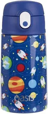 Oasis Double Wall Insulated Kids 400ml Drink Bottle Stainless Steel -Outer Space