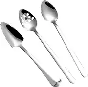 HOLIDYOYO 3pcs Mud Scraping Spoon Tongs Condiment Measuring Spoons Serving Spoon Grapefruit Spoons Serrated Straws Teardrop Appetizer Spoon Jars with Fruit Scraper Stainless Steel Silver