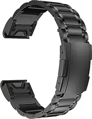 Titanium Band for Garmin,26mm Five-Piece Metal Bracelet Strap with Quick Release Connector,Tortoise Buckle,for Garmin Fenix 8 51mm/Epix Pro 51mm/7X/6X,Instinct 2X Smartwatch (Black)