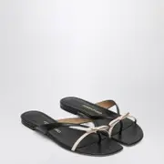 [Ferragamo] Mini Bow Flip-flop Black And Powdery / Regular Fit 9,5 US Black