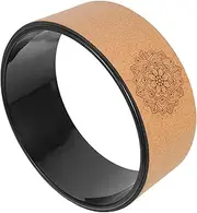 Totority Portable Yoga Wheel Natural Cork Back Bend Training Roller for Stretching and Spine Alignment Ergonomic Design for Flexibility and Balance