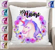 Personalised Unicorn Magic Sequin Mermaid Cushion Cover 7 Colour Choices