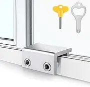 Window Locks,4 Sets Sliding Locks with Key for Vertical & Horizontal Windows Doors,Easv to Install,Adjustable Security Lock Patio Bedroom Home and Office (Silver)
