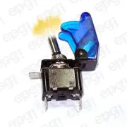 TOGGLE SWITCH AMBER ILLUMINATED ON/OFF SPST 3P w/TRANS BLUE COVER #662053/665019