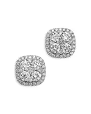Bloomingdale's Fine Collection Diamond Halo Stud Earrings in 14K White Gold, 2.0 tcw