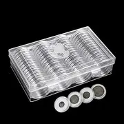 60 Pieces Coin Capsules Case, AITIME 41mm Round Large Plastic Coin Holders with Foam Gasket for Collectors, Penny, Quarter, Dollar Organizer Collection Book