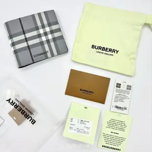 🐰現貨 Burberry皮夾 巴寶莉短夾 男生皮夾 格紋灰 BURBERRY