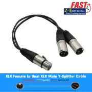 3Pin XLR Female Jack To Dual 2 Male Plug Y Splitter Cable Adapter Microphone USA