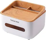 Tissue Box Organizer, Bamboo Tissue Box Holder, Cover with Storage, Multi-Functional Storage