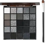 Eyeshadow Palette with 25 Shades, Smokey Goth Matt Shimmer Eyeshadow Palette, Highly Pigmented and Long-Lasting Glitter Eyeshadow, Classic Black White Smoky Song Shadow Palette