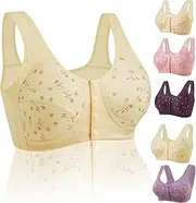 [NVMTHU] Daisy Bras for Older Women,Front Button Bra Convenient Snap Sleep Bra,Daisy Bra for Seniors Front Closure Everyday Sleep Bras