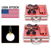 2 X Dental 3.5X Binocular Loupes with 5W LED Head Light w/ Filter & Box Red US
