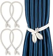 MBAIYO 4 Pieces Hand-woven Rope Curtain Tiebacks, Cotton Curtain Cord Buckles Handmade Ties Buckle Curtains Decorative Ties