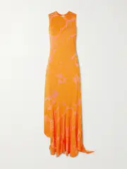 [Etro] Etro - Asymmetric Open-back Devoré-jersey Maxi Dress - Orange - IT46 IT 46 Orange