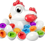 TEMI Toddler Chicken Easter Eggs Toys - Color Matching Game Shape Sorter with 6 Toy Eggs for Kids, Fine Motor Skills Sensory Toys, Montessori Educational Toys for 3 4 5 6 Girls Boys Baby