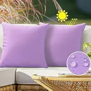 Outdoor Waterproof Throw Pillow Covers 18X18 Set of 2 Decorative Purple Patio Furniture Cushion Cases Outside Decor for Couch Garden Bench Porch