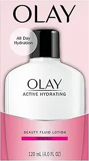 Face Moisturizer by Olay, Active Hydrating Beauty Fluid Lotion, Original Facial Moisturizer, 4 Oz. (Pack of 2) Packaging may Vary