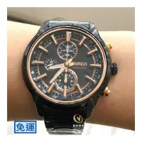 在飛比找Yahoo!奇摩拍賣優惠-SEIKO WIRED 精工品牌 三眼計時-IP黑+玫瑰金刻