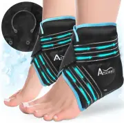 Ankle Ice Pack Wrap 2 Packs, Reusable Gel Ice Pack for Foot Ankle Heel, Cold Com
