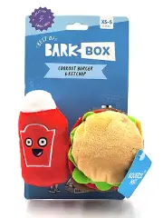 BarkBox Cookout Burger & Ketchup Small Plush Squeaky Crinkly Dog Toys
