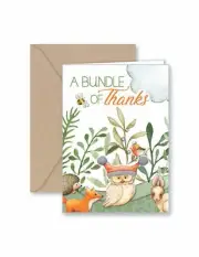 Forest Animal Bundle Thank You Note Cards & Kraft Envelopes - 25 pack