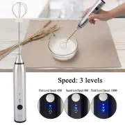 Silver 2 In 1 Function Household Handheld Egg Beater Egg Breaker Milk Frother