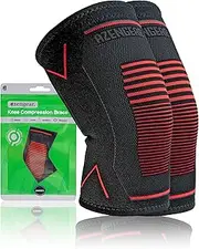 aZengear Knee Support Brace (Pair) - Compression Knee Sleeve for Joint Pain, Ligament Injury, Meniscus Tear, Arthritis, ACL, MCL, Running, Weightlifting, Squats (XL)