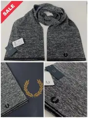 FRED PERRY TWIN TIPPED MERINO WOOL SCARF GREY/BLACK RRP £65