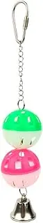 Avian Care Boredom Breakers Two Lattice Balls and Bell Toy for Birds - Hanging Bird Cage Toy, Colourful Chew & Jingle Toy for Parrots, Budgies & Small Birds