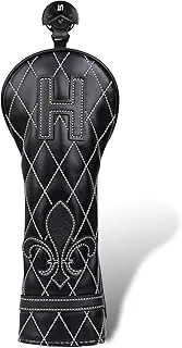 Golf Club Wood Head covers for Driver/Fairway/Hybrid/Iron/1FH Black PU Leather Iris Pattern