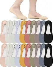 ShinyMatch 20 Pairs Women No Show Socks Bulk Low Cut Liner Socks Non Slip Thin Sock Breathable Socks for Flats and Dress Shoe