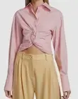 $395 Anna Quan Women's Pink Twisted Jade Button-Up Shirt Top Size AU6/US2