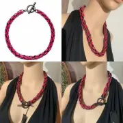 ❤️❤️Rare Touch Love Neck Pink Leather Gunmetal Mimco Choker Necklace + Dust Bag