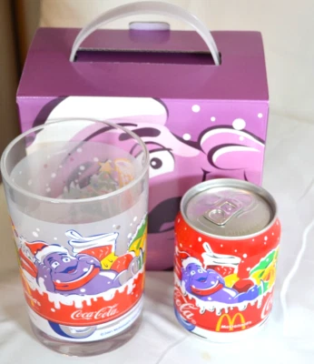 Vtg Rare Coca-Cola McDonald's Hong Kong GRIMACE Glass & 8.5 Oz Can New In Box