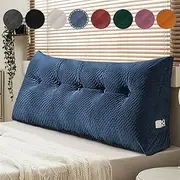 QINFFRRMI Velvet Triangular Wedge Pillow, Removable Cover Headboard Pillow for Daybed, Backrest Positioning Support Pillow Cushion Resting Reading Relaxing(Blue,King(76 * 20 * 8in))