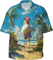 [COTAIL] Men's Hawaiian Beach Shirt, Short Sleeve Shirts for Men, Quick-Dry Button Up Shirt for Party
