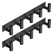 Black Hat and Coat Wall Mount Rack 5 Hooks for Robes, Bags, Keys, and Towels ...