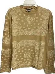 Roberto Cavalli Class Italy Men's Graphic Crewneck T-Shirt Beige Stretch Size 18