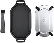 [Ooni] Cast Iron Sizzler Pan - Griddle Frying Pan, 31 cm x 16 cm Sizzler Plate with Removable Handle and Stainless Steel Trivet, Pre-Seasoned Non-Stick Oven Safe Cookware, BBQ Accessories