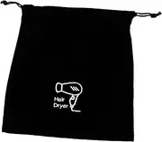 PartyKindom 1Pc Flannel Hair Dryer Drawstring Pouch Black Storage Bag for Home Travel for Organizing Items Hotels Rentals Practical Sundries Container