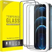 [JETech] Full Coverage Screen Protector for iPhone 12/12 Pro 6.1-Inch, Black Edge Tempered Glass Film with Easy Installation Tool, Case-Friendly, HD Clear, 3-Pack