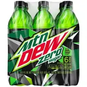 Mtn Dew Zero Sugar 6 Pack 16.9oz Bottles Mountain Dew Zero Calories Citrus Soda