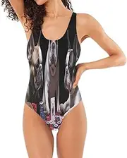 [RPLIFE] French Bulldogs Game Funny One-Piece Bathing Suits, One-Piece Swimsuit with Padding, Women's Bathing Suits Tummy Control, French Bulldogs Game Funny, Medium