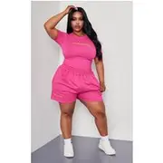 PRETTYLITTLETHING Plus Hot Pink Sweat Shorts, Hot Pink