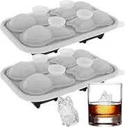 RVEFOT 2Pcs Ice Cube Tray Soft Silicone French Bulldog Ice Cube Mold Cute Funny Frenchie Bull Dog Ice Cube Tray DIY Reusable Homemade Ice Cube Maker for Whiskey Cocktail Bourbon 181x109x52mm(Black)